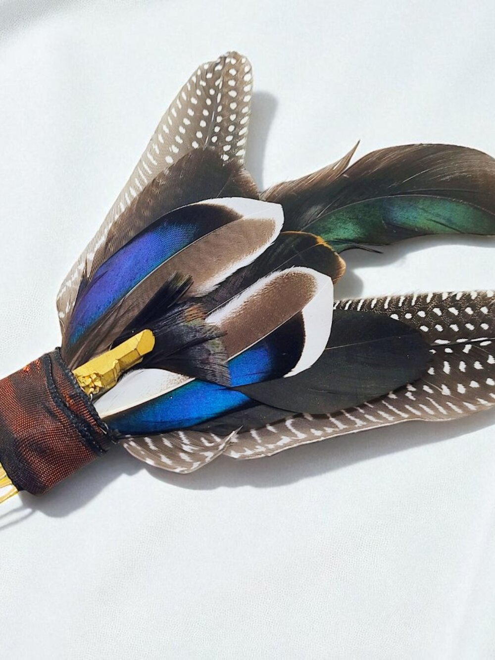 Quartz Point Feather Hair Comb, Feather Fascinator